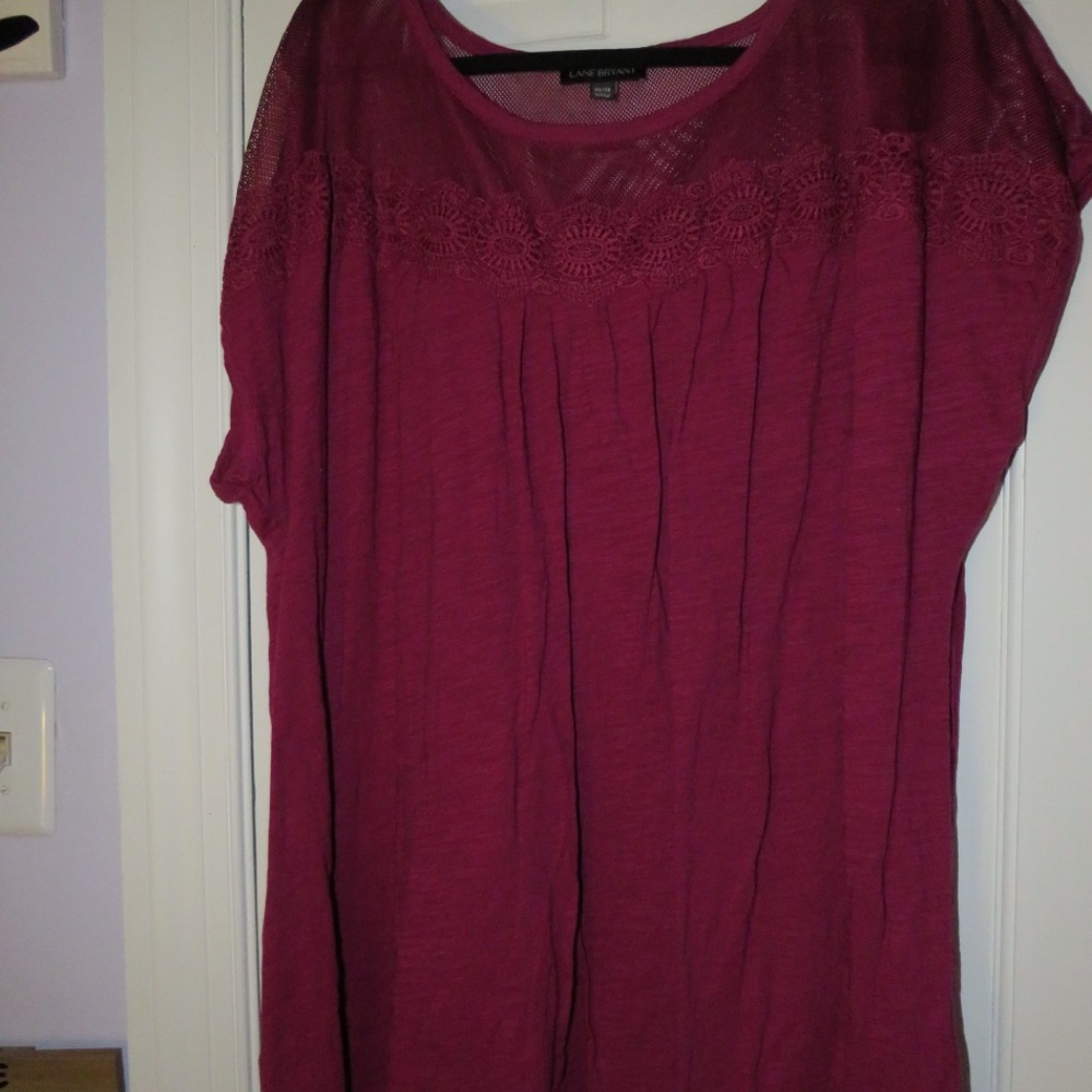 Lane Bryant Deep Pink Lace Blouse